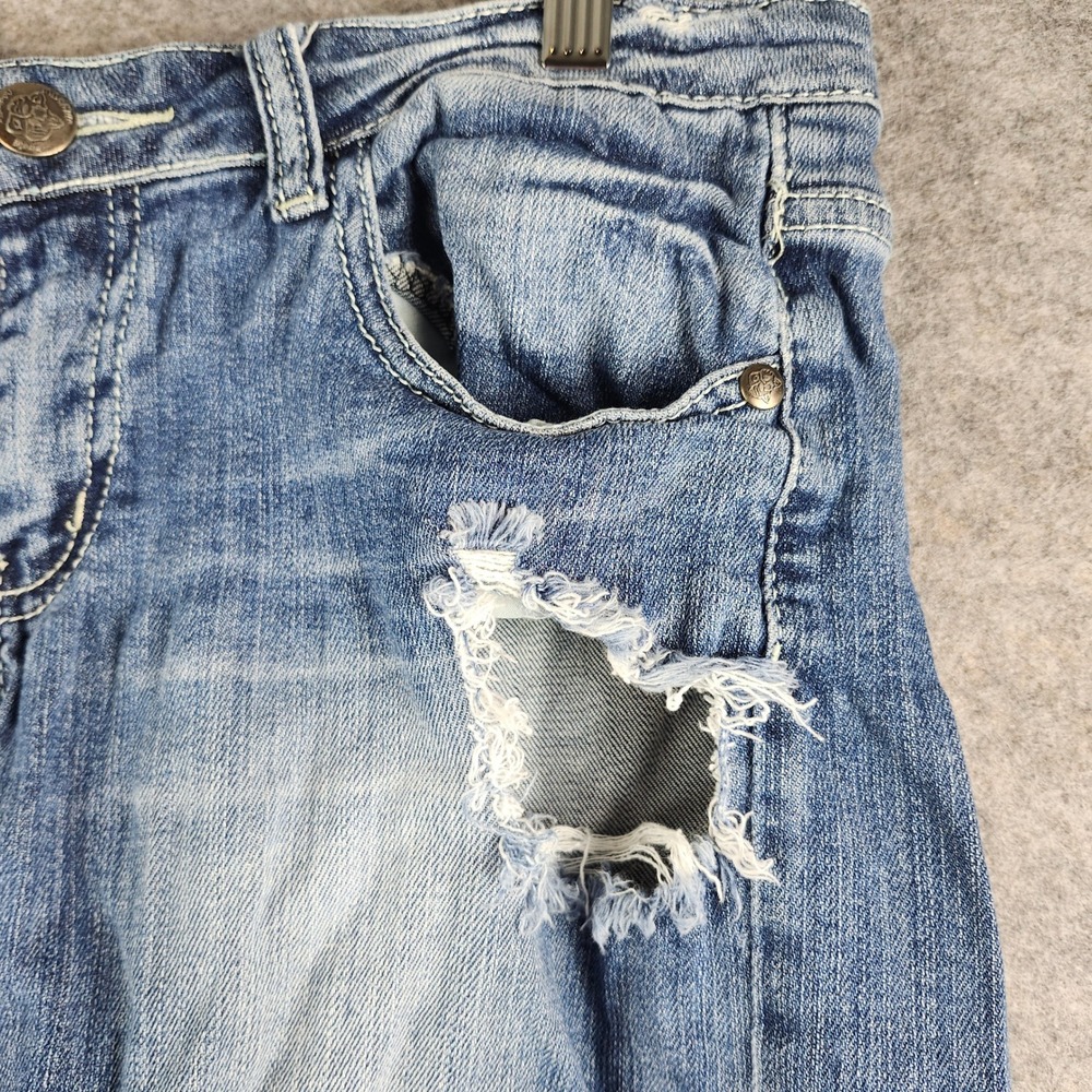 Machine Nouvelle Mode Denim Shorts Womens 30 Blue Distressed Ripped Bermuda 7 in - Picture 10 of 15
